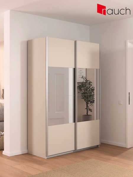 Rauch Champagne Cameron Wood and Centre Mirror 1.3m Sliding Semi Fitted Wardrobe (H46699) | £620