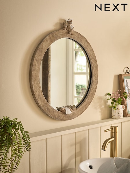 Natural Bertie Bear Bathroom Wall Mirror (H46709) | £90