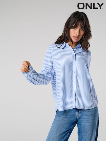ONLY Blue Relaxed Fit Striped Shirt (H46745) | £30