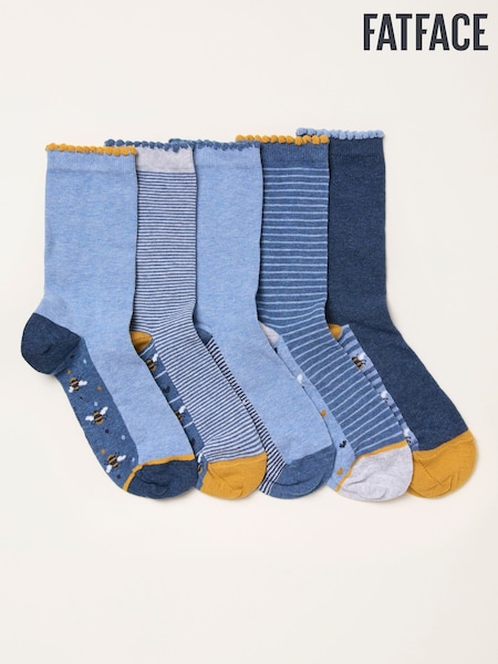FatFace Blue 5 Pairs of Bee Socks (H46764) | £20