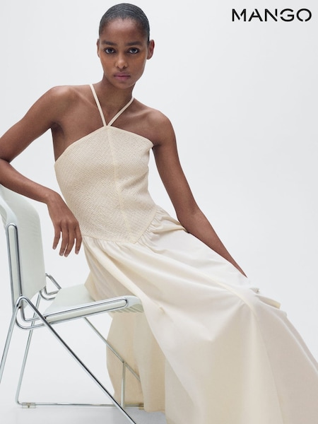 Mango Cream 2 in 1 Jersey Woven Midi Dress (H46795) | £56