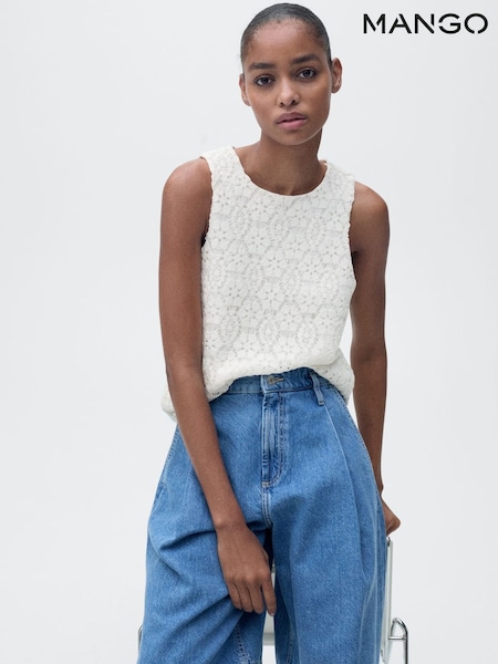 Mango Cream Crochet Lace Tank Top (H46800) | £30