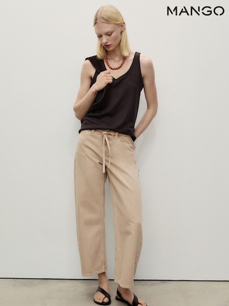 Mango Brown Balloon Leg Tie Waist Kika Jeans (H46801) | £40