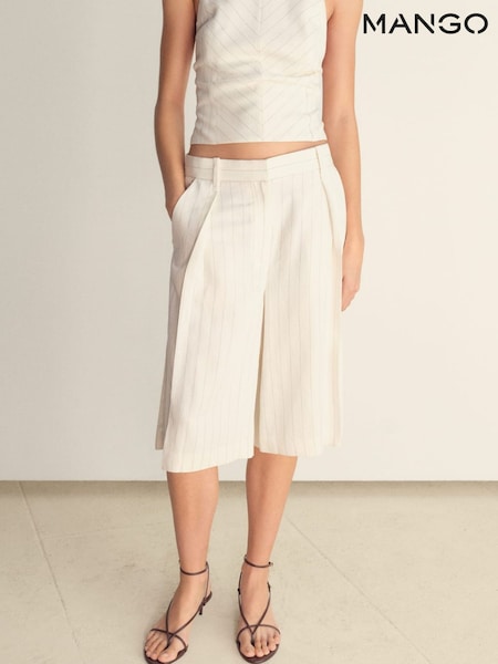 Mango Cream Stripe Bermuda Shorts (H46809) | £50
