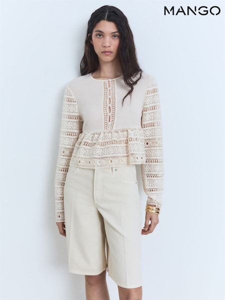 Mango Cream Crochet Detail Blouse (H46814) | £50