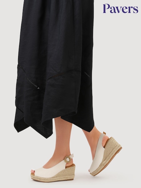 Pavers White Buckle Fastening Wedges Espadrilles (H46844) | £38