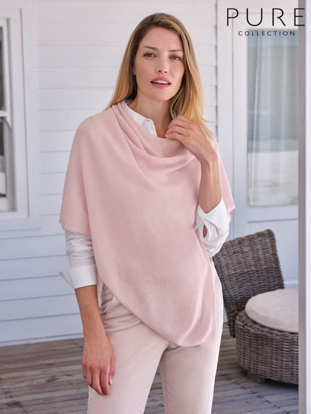 Pure Collection Pink Gassato Loose Fitting Cashmere Poncho (H46947) | £85