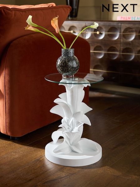 White Lily Resin Side Table (H46979) | £125
