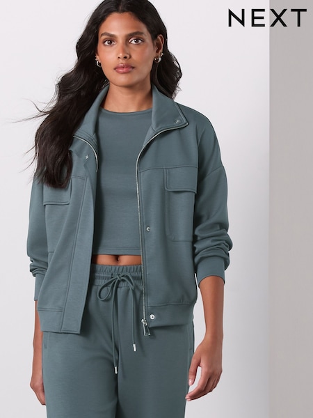 Pale Blue Slinky Supersoft Utility Funnel Neck Jacket (H47038) | £44