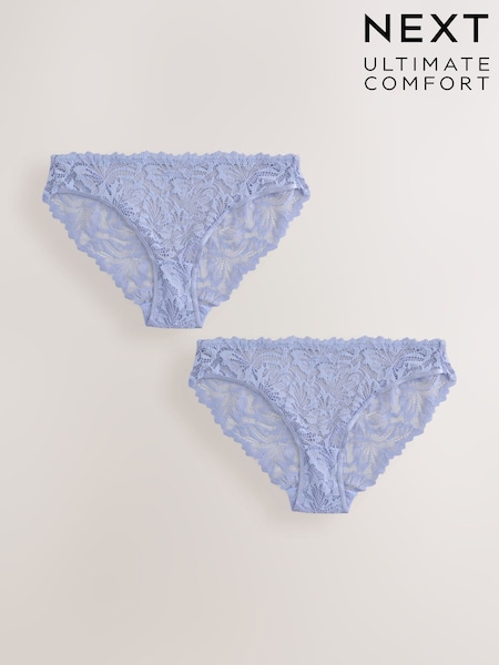Blue High Leg Ultimate Comfort Lace Knickers 2 Pack (H47042) | £15