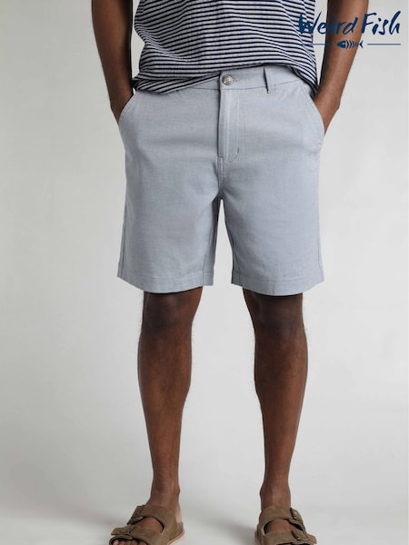 Weird Fish Blue Charleston Textured 100% Cotton Chino Shorts (H47094) | £45