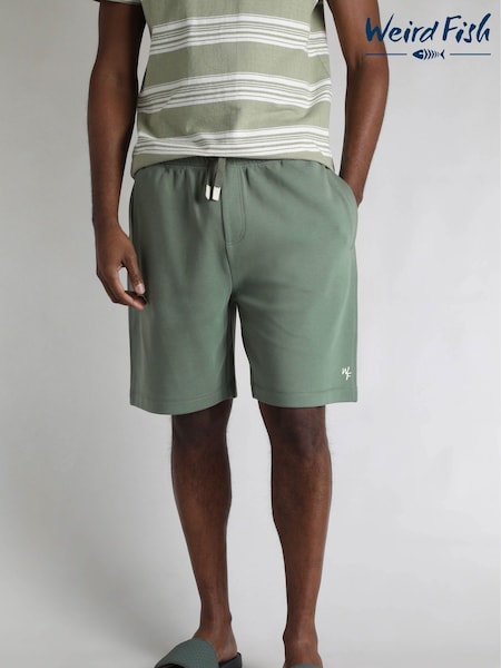 Weird Fish Green Crawford Loopback 100% Cotton Shorts (H47110) | £40