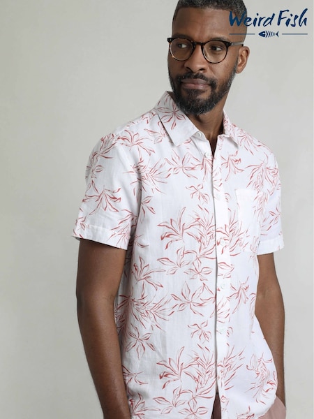 Weird Fish Red Tarim Hawaiian Shirt (H47112) | £45
