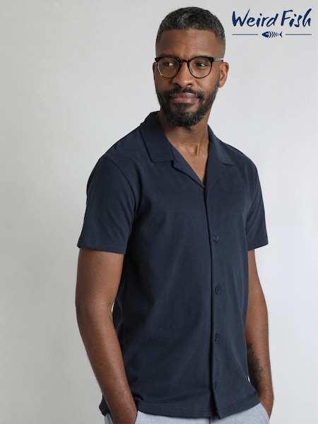 Weird Fish Blue Grafton Soft Jersey 100% Cotton Shirt (H47119) | £40