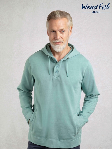 Weird Fish MineralBlu Blue Woodside Sunwashed Loopback 100% Cotton Hoodie (H47123) | £60