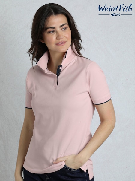 Weird Fish Pink Pammie Pique 100% Cotton Polo Shirt (H47134) | £35