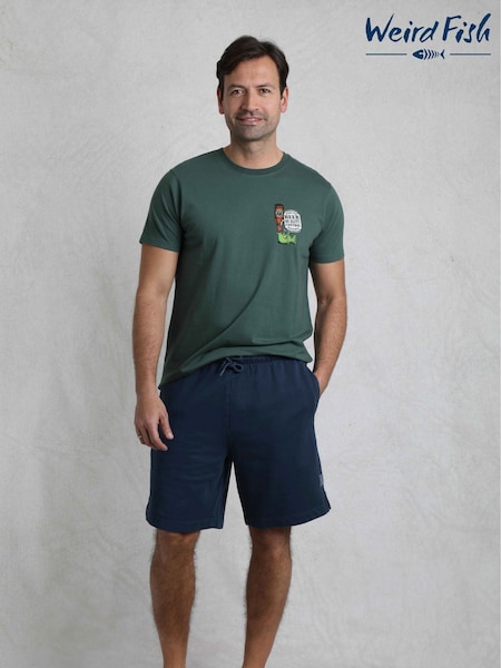 Weird Fish Blue Hamilton Sunwashed 100% Cotton Sweat Shorts (H47141) | £38