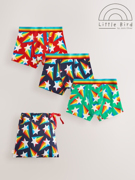 Little Bird by Jools Oliver Rainbow Shooting Star Boxers 3 Pack (H47231) | £15