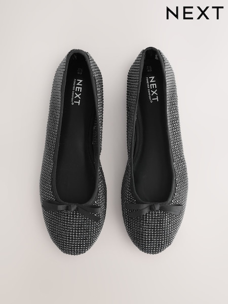 Gunmetal Forever Comfort® Round Toe Jewelled Ballerina Flat Shoes (H47237) | £35