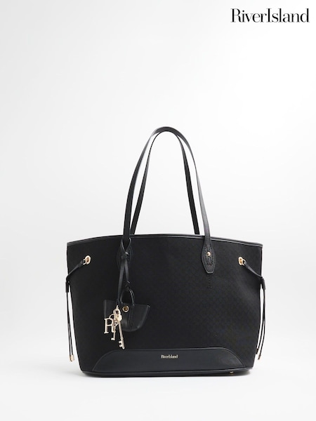 River Island Black Embossed Side Tie Shopper Bag (H47270) | £42