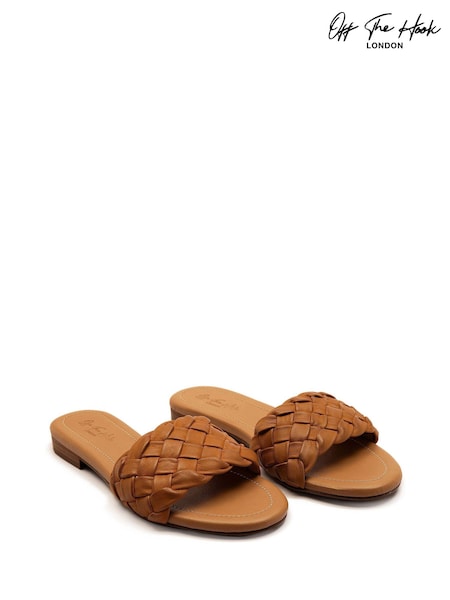 Off The Hook Brown Clerkenwell Leather Open Toe Flat Sandals (H47349) | £39