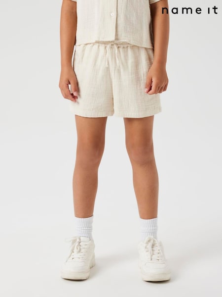 Name It White 100% Cotton Linen Look Drawstring Shirts (H47384) | £20