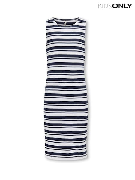 ONLY KIDS Blue Ribbed Midi Dress (H47478) | £18