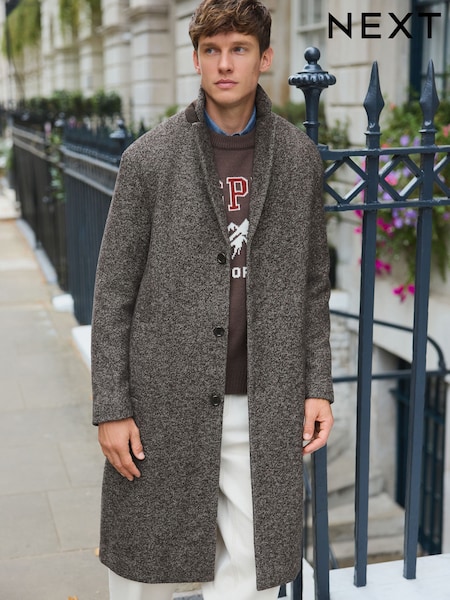 Brown Epsom Overcoat With Wool (H47673) | £119