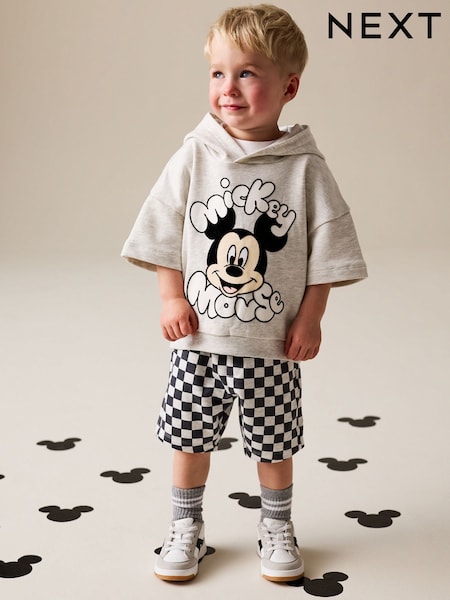 Grey Marl And Checkerboard Hooded Sweatshirt and Shorts Set (3mths-8yrs) (H47696) | £24 - £28