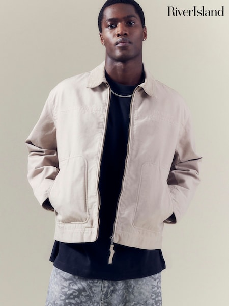 River Island Stone Washed Workwear Jacket (H47718) | £65