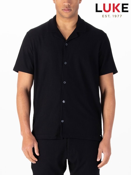 Luke 1977 Gwithian Knitted Black Shirt (H47759) | £45