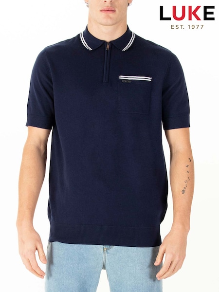 Luke 1977 Sebaco Knitted 100% Cotton Brown Polo Shirt (H47765) | £39