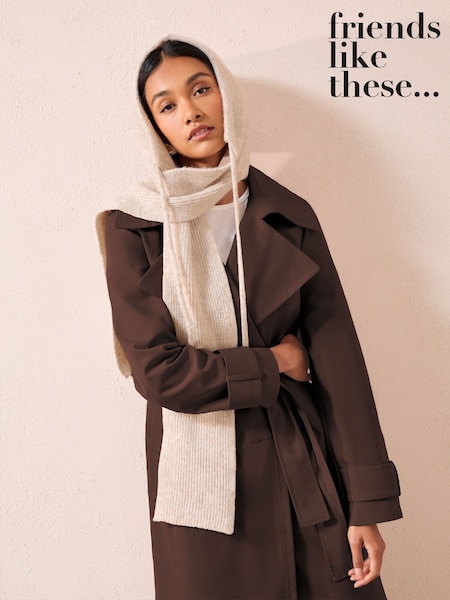 Friends Like These Neutral Hooded Scarf (H47777) | £16