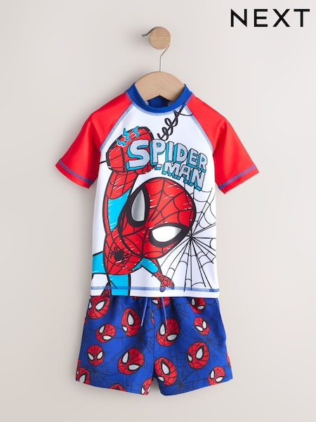 Spiderman Rash Vest and Swim Shorts Set (3mths-7yrs) (H47781) | £17 - £21