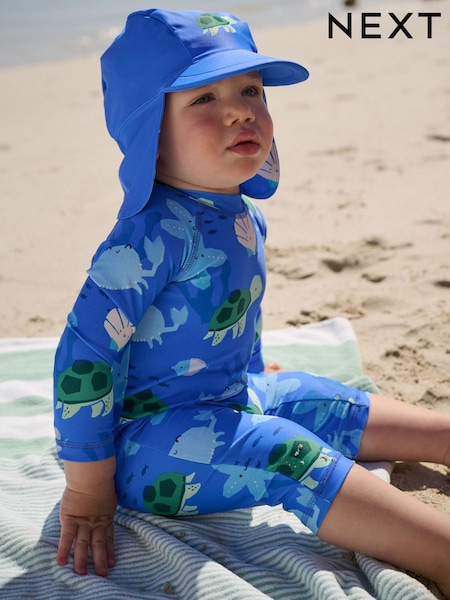 Blue Sunsafe Swimsuit and Hat Set (3mths-7yrs) (H47784) | £18 - £22