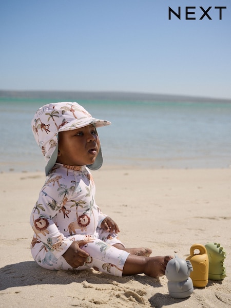 White Sunsafe Swimsuit and Hat Set (3mths-7yrs) (H47790) | £18 - £22