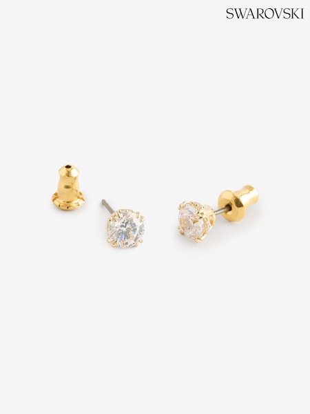 Swarovski Gold Stilla Stud Earrings with Round Cut Gold Tone Plated (H47857) | £69
