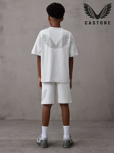 Castore Light Grey Oversized Cotton Short Sleeve T-Shirt and Shorts Set (H47869) | £32 - £36