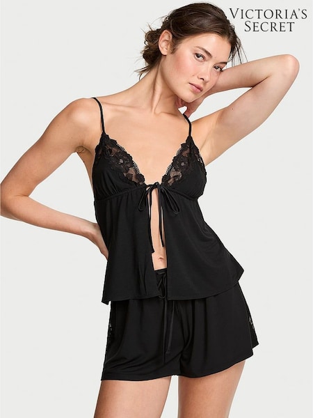 Victoria's Secret Black Modal Lace Flyaway Cami Set (H47950) | £45