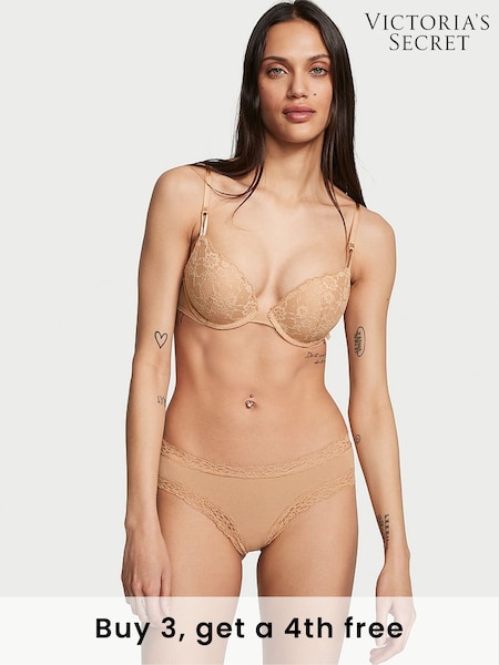 Victoria's Secret Praline Nude Cheeky Cotton Lace Trim Knickers (H47975) | £9