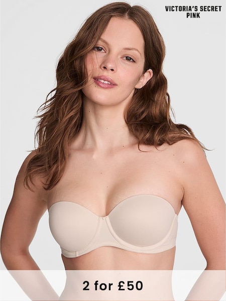 Victoria's Secret PINK Marzipan Nude Strapless Multiway Push Up Bra (H48055) | £29