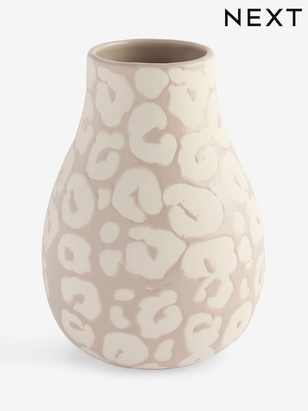 Natural Embossed Leopard Print Medium Ceramic Vase (H48108) | £0