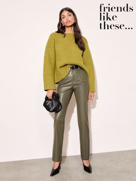 Friends Like These Green Faux Leather Straigh Leg Trousers (H48117) | £40