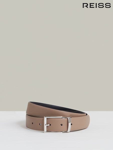 Reiss Dark Stone/Navy Ricky Reversible Reversible Leather Belt (H48160) | £68