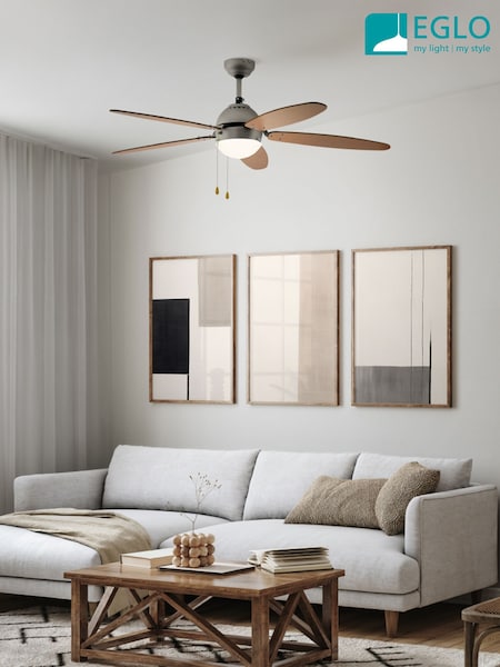 Eglo Satin Nickel Susale Reversible Ceiling Fan (H48219) | £174