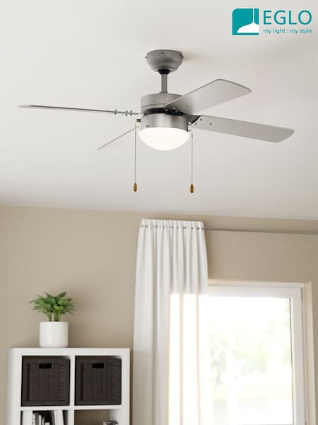 Eglo Satin Nickel Gelsina Reversible Ceiling Fan (H48220) | £144