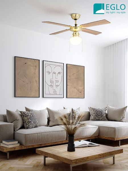 Eglo Bronze Fortaleza Wood Ceiling Fan (H48223) | £99