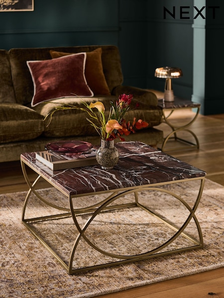 Red Marble Square Coffee Table (H48268) | £450