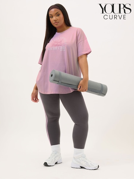 Yours Curve Pink Wellness Retreat Active T-Shirt (H48298) | £0