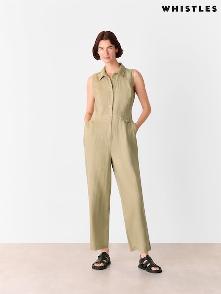 Whistles Nude Ellis Western Linen Jumpsuit (H48429) | £159